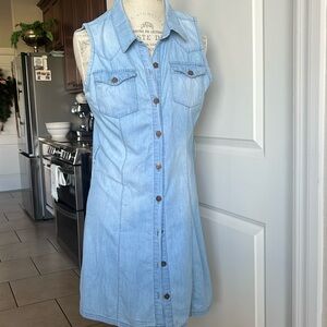 Ci Sono Womens Denim button-down sleeveless Mini Dress Size Large